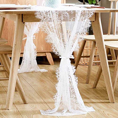Awtlife - Camino de Mesa de Encaje Blanco para decoración de Boda Vintage, 70 x 300 cm