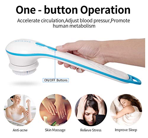 Aymsm Cepillo para el Cuerpo, 5 en 1 Spin SPA Cepillo Trasero Scrubber Set, Masajeador Cepillo de Ducha eléctrico Cepillo de SPA Limpiador de pies para el Cuerpo Facial Impermeable (3PCS)