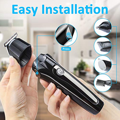 Babacom Maquina Cortar Pelo Profesional, 5 en 1 Multifunction Cortapelos Hombre, USB Recargable Cortadora de Pelo Maquina de Afeitar Barba/Nariz/Orejas/Cabeza/Cara/Cuerpo con 4 Peines Guía