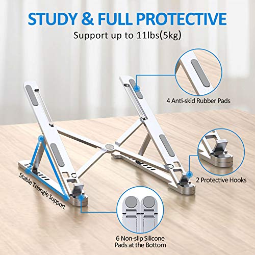 Babacom Soporte Portatil Mesa, 8 Ángulos Plegables Elevador Portatil Laptop Stand, Aluminio Ventilado Refrigeración Soporte Ordenador Portátil para Macbook Lenovo Dell y Otro 10.2-15” Dispositivos