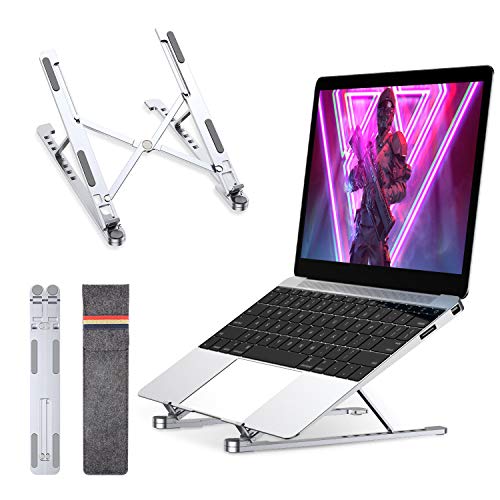 Babacom Soporte Portatil Mesa, 8 Ángulos Plegables Elevador Portatil Laptop Stand, Aluminio Ventilado Refrigeración Soporte Ordenador Portátil para Macbook Lenovo Dell y Otro 10.2-15” Dispositivos
