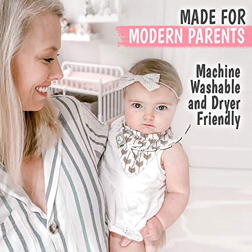 Baberos para bebé tipo bandolera para niñas - Baberos tipo pañuelo, de algodón orgánico súper absorbente - Babero para baba de bebé - Baberos para dentición (Pink Dreams)