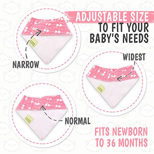 Baberos para bebé tipo bandolera para niñas - Baberos tipo pañuelo, de algodón orgánico súper absorbente - Babero para baba de bebé - Baberos para dentición (Pink Dreams)