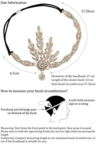BABEYOND 1920s Flapper Pelo Banda Gran Gatsby Vintage Nupcial Pelo Accesorio Hoja de Cristal Perla Pelo Banda