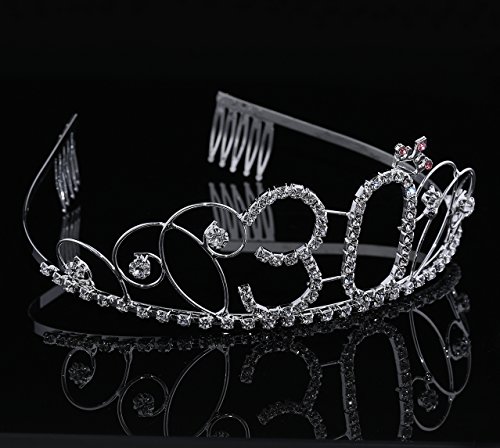 BABEYOND Tiara Cristal Cumpleaños Corona Cumpleaños Accesorios Princesa Feliz Cumpleaños 16/18/20/21/30/40/50/60/70/80/90/100