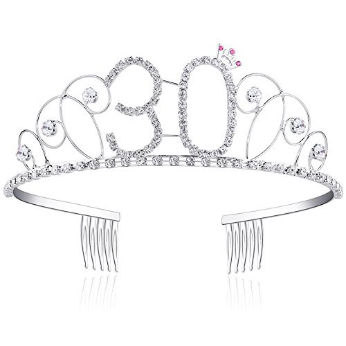 BABEYOND Tiara Cristal Cumpleaños Corona Cumpleaños Accesorios Princesa Feliz Cumpleaños 16/18/20/21/30/40/50/60/70/80/90/100