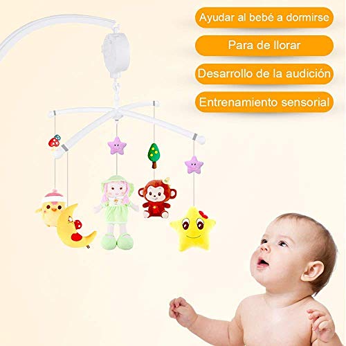 Baby Rattles Mobile,móvil de cuna colecho,móvil de cuna luces musica,carillón de viento del bebé,carrusel cuna luz y musica proyector