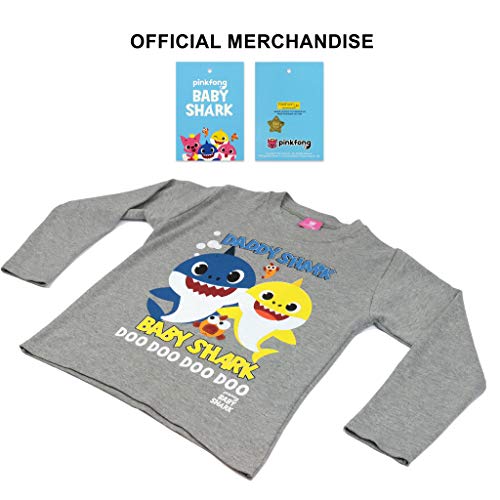 Baby Shark Y papá tiburón Niños de Manga Larga Camiseta Cuero Gris 104 | 2-6 años, Ropa de los niños, Los niños de tamaños del niño, del Padre y de la Idea del Regalo de cumpleaños