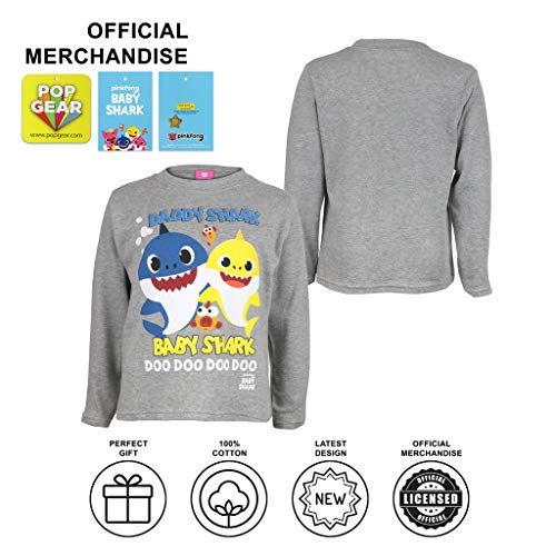 Baby Shark Y papá tiburón Niños de Manga Larga Camiseta Cuero Gris 104 | 2-6 años, Ropa de los niños, Los niños de tamaños del niño, del Padre y de la Idea del Regalo de cumpleaños