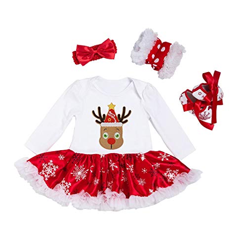 BabyPreg niño recién Nacido del bebé de Santa Primera Fiesta Mi Trajes de Navidad Vestido 4 Piezas (6-9 Meses, Oveja)