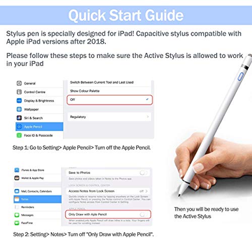 BACKTURE Lápiz Táctil para iPad, con 1,2 mm Punta Fina, Capacitivo Lapiz Táctil para Apple iPad 2018 y 2019, Compatible con iPad 6, iPad Mini 5, iPad Air 3, iPad Pro 11", iPad 12.9" (Blanco)