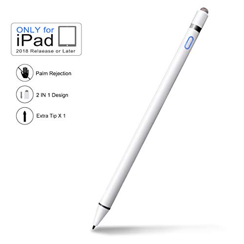 BACKTURE Lápiz Táctil para iPad, con 1,2 mm Punta Fina, Capacitivo Lapiz Táctil para Apple iPad 2018 y 2019, Compatible con iPad 6, iPad Mini 5, iPad Air 3, iPad Pro 11", iPad 12.9" (Blanco)