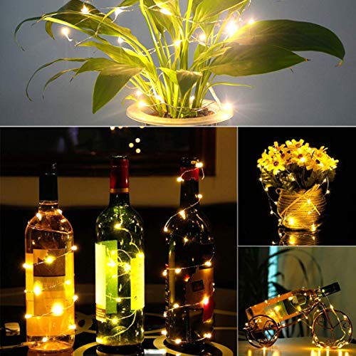 BACKTURE Luz de Botella, 2M 20 LED Guirnaldas Luminosas Botellas de Vino, Luces LED Decoración de Luces para Boda, DIY Fiesta, Adornos de Navidad - Blanco Cálido (20 pack)