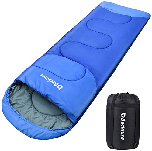 BACKTURE Saco de Dormir para Acampar, Impermeable con Bolsa de Compresión, 3 Estaciones 5~25℃, para Viajes, Camping, Senderismo, 220x80cm