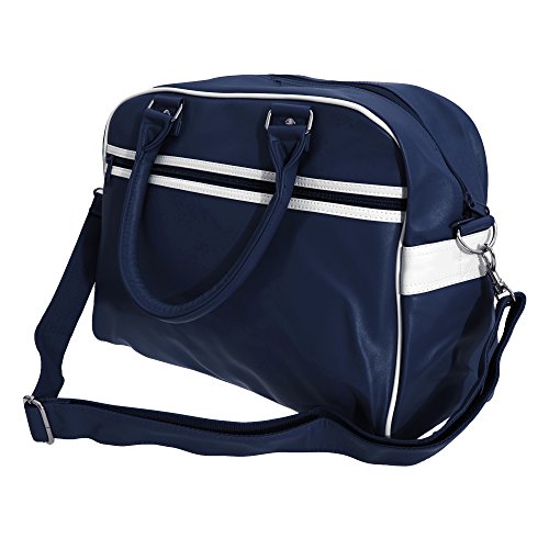 Bagbase - Bolsa deportiva estilo Bowling retro (Talla Única/Marino/blanco)