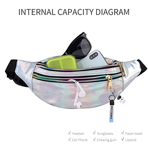 Bageek Riñoneras Mujeres Moda Riñonera Niña Running Impermeable con Correa Ajustable del 31.5 Inch con 3 Bolsillos de Cremallera para para Correr Bici Fiesta