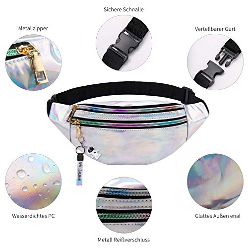 Bageek Riñoneras Mujeres Moda Riñonera Niña Running Impermeable con Correa Ajustable del 31.5 Inch con 3 Bolsillos de Cremallera para para Correr Bici Fiesta
