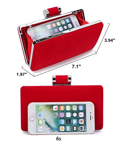 BAIGIO Bolsa de Noche Mujer Elegante Bolso de Mano Bolso Clutch de Embrague Monedero de Terciopelo para Mujeres y Señoras para Boda Partido Fiesta Cocktail Cumpleaños (Rojo)