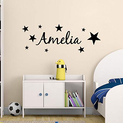 BailongXiao Tatuajes de Pared Estrellas niño Nombre Personalizado Dormitorio Vinilo decoración de la Pared Pegatinas de Arte extraíbles habitación de Cuidado de niños Tatuajes de Pared 42x84cm