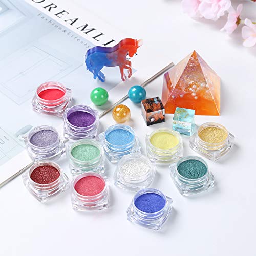 BAIRU 12 colores naturales Mica Mineral Polvo Epoxi Resina Tinte Brillante Perla Perfume Pigmento para DIY Vela y Jabón