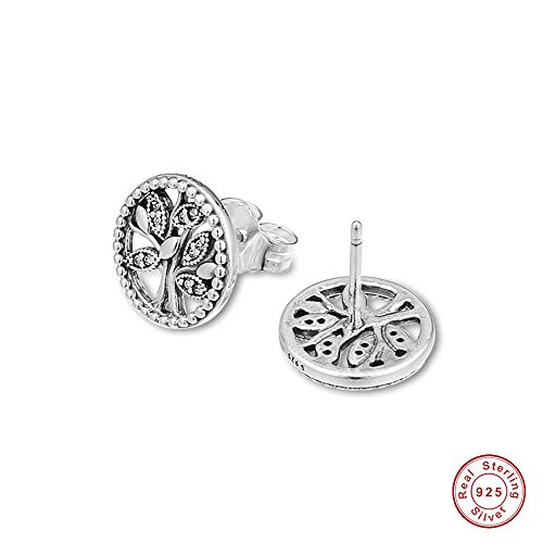 BAKCCI 2019 - Pendientes de plata de ley 925 con diseño de árbol de la vida para el Día de la Madre, se adapta a pulseras Pandora originales