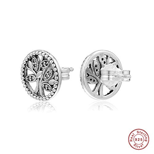 BAKCCI 2019 - Pendientes de plata de ley 925 con diseño de árbol de la vida para el Día de la Madre, se adapta a pulseras Pandora originales