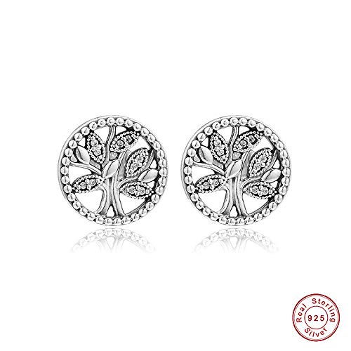 BAKCCI 2019 - Pendientes de plata de ley 925 con diseño de árbol de la vida para el Día de la Madre, se adapta a pulseras Pandora originales