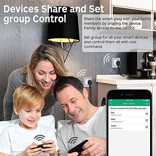 bakibo Enchufe Inteligente Wifi Compatible con Alexa Echo,Google Home, Inalámbrico Smart Mini Zócalo con Luz Nocturna, Control Remoto, Establecer Horario,Programa, Monitor Energía - 2 Pcs