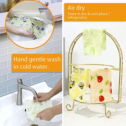 BALFER® Envolturas de Alimentos Cera de Abejas(8 Piezas), Papel de Cera de Abeja Mantiene Alimentos Fresco para Sándwich, Queso, Frutas etc. Reutilizable Envolver,Lavables,Eco Friendly, Zero Waste.