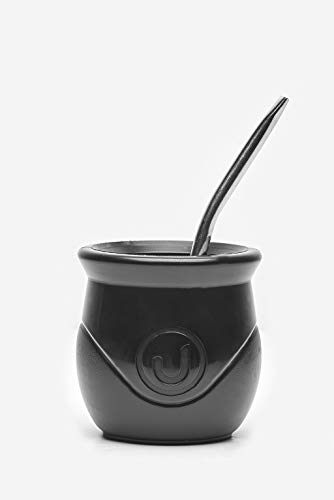 BALIBETOV Mate Set - BaliMate Innovador diseño de Auto-Limpieza – Mate y Bombilla (Sorbete) Incluido (Negro)