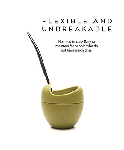 BALIBETOV Set de Mate de Silicona - Alternativa Moderna para Mate de Calabaza con Bombilla (Sorbete) para Yerba Mate - Facil de Limpiar, irrompible, BPA Free (Verde Militar)