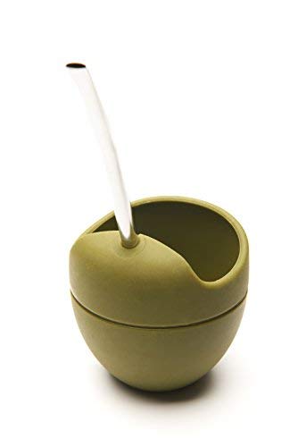 BALIBETOV Set de Mate de Silicona - Alternativa Moderna para Mate de Calabaza con Bombilla (Sorbete) para Yerba Mate - Facil de Limpiar, irrompible, BPA Free (Verde Militar)