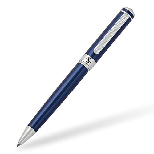 Ballpoint Pen by Scriveiner London - Stunning Blue Lacquer Ballpoint Pen with Chrome Finish, Schmidt Black Refill, Best Ball Pen Gift Set for Men & Women, Professional, Executive, Office, Nice Pens