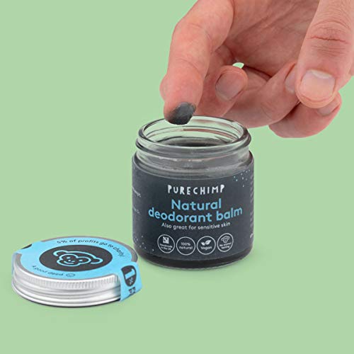 Bálsamo Desodorante Natural 60 ml de PureChimp - Cristal Reciclable – Carbón Activado - Vegano – Libre de Alcohol y Aceite de Palma Para Piel Sensible (2 x 60ml)