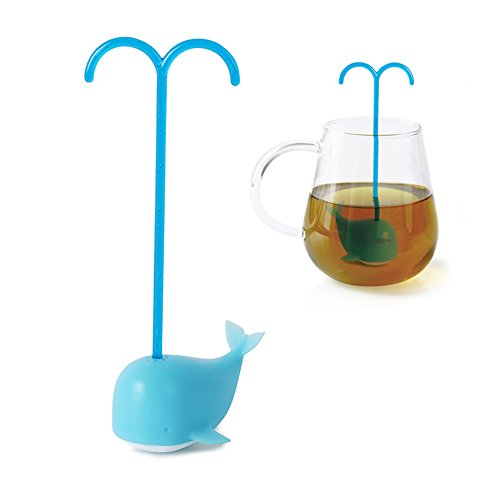Balvi Infusor té Blue Whale Color Azul Filtro para infusiones Filtro para te Original en Forma de Ballena Reutilizable Silicona 12,5x5x6 cm