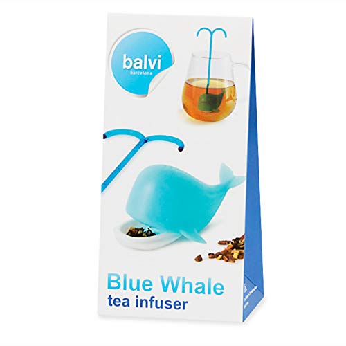 Balvi Infusor té Blue Whale Color Azul Filtro para infusiones Filtro para te Original en Forma de Ballena Reutilizable Silicona 12,5x5x6 cm