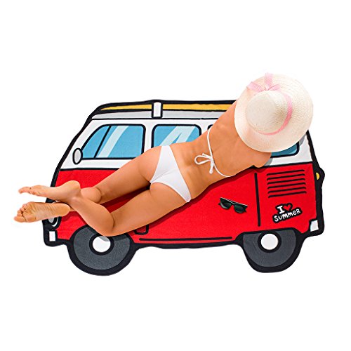 Balvi - Van Toalla de Playa o de Piscina. Diseño Retro y Original. Diseño de Furgoneta surfera.