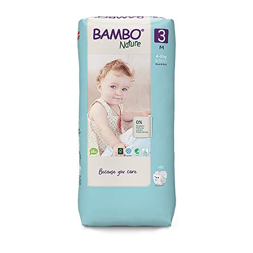 Bambo Nature Size 3 Premium Eco Pañales (9-18 lb/4-8 kg) Alto Pack de 52