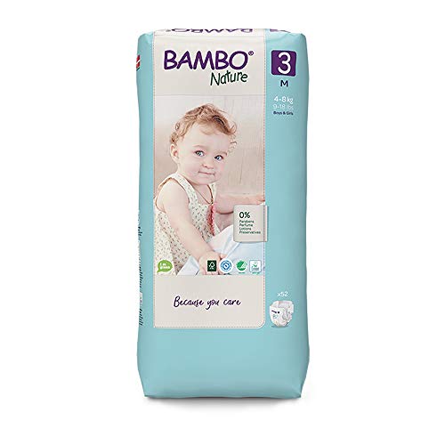 Bambo Nature Size 3 Premium Eco Pañales (9-18 lb/4-8 kg) Alto Pack de 52