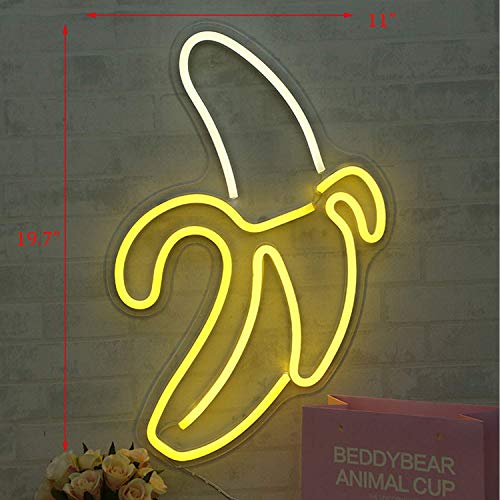 Banana Neon Signs LED Neon Lights Art Wall Luces decorativas Luces de neón para dormitorio Pared Niños Dormitorio Fiesta de cumpleaños Bar Decoración 11''x19