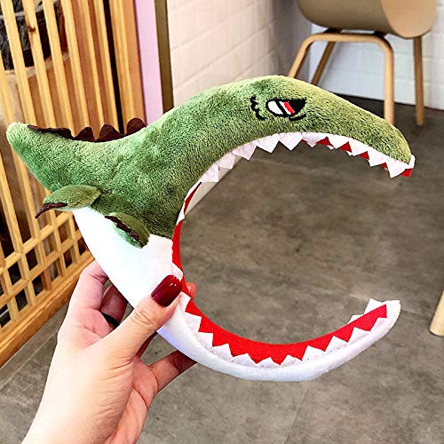 Banda Cabello Mujeres, Banda Cabello Felpa Animales Dibujos Animados, Banda Cabello Maquillaje Ducha Lavado Cara, Accesorios Peinado para Niñas Mujeres-Tiburón bicolor