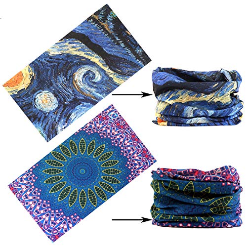Bandana multifunción, elástica, perfecta como braga para el cuello o para hacer yoga, senderismo, montar a caballo, montar en moto, etc., color Kontrastfarbe, tamaño medium