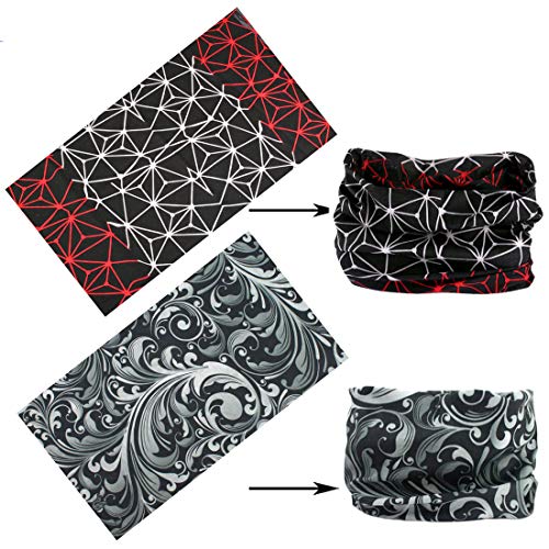 Bandana multifunción, elástica, perfecta como braga para el cuello o para hacer yoga, senderismo, montar a caballo, montar en moto, etc., color Kontrastfarbe, tamaño medium