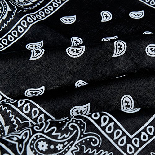 Bandanas paisley negro-blanco y rojo para hombre y mujer, bufanda por la cabeza unisex venden por 3