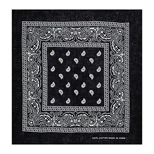 Bandanas paisley negro-blanco y rojo para hombre y mujer, bufanda por la cabeza unisex venden por 3