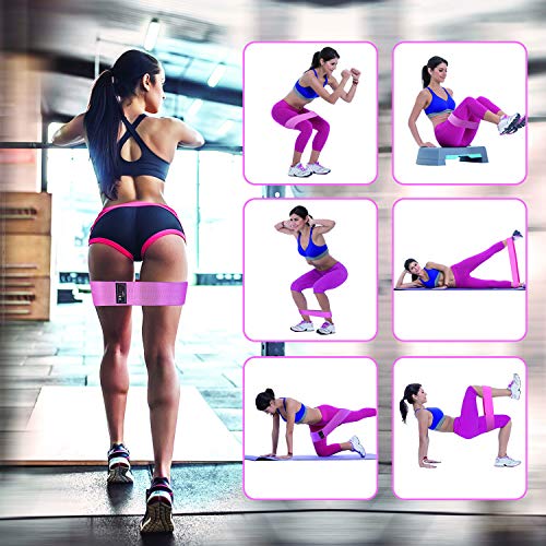 Bandas Elasticas Gluteos Musculacion, Antideslizante Tela Bandas de Resistencia para Mujeres, Hombres, (Set de 5) Cintas Elasticas Fitness para Piernas/Glúteos/Muslo, Pilates, Yoga y Musculación