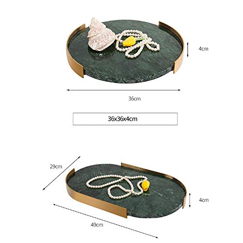 Bandeja Decorativa Mármol Natural Baño Tocador del baño de Bandeja for la joyería, Perfume, Maquillaje, cosmético del almacenaje y organización Verde Blanco Bandeja de Joyas