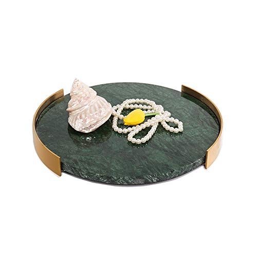Bandeja Decorativa Mármol Natural Baño Tocador del baño de Bandeja for la joyería, Perfume, Maquillaje, cosmético del almacenaje y organización Verde Blanco Bandeja de Joyas