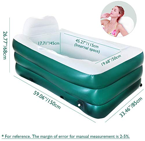 Bañera hinchable para adultos, bañera, bañera, bañera familiar, mantiene el calor de suelo grueso, para niños, hinchable, piscina familiar, piscina (verde)