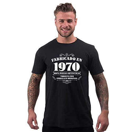 Bang Tidy Clothing Camiseta de Hombre para Regalo de 50 cumpleaños Manufactured 1970 en Negro Talla XXL